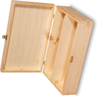 2er Wein Holzkiste mit Trennsteg und Holzwolle