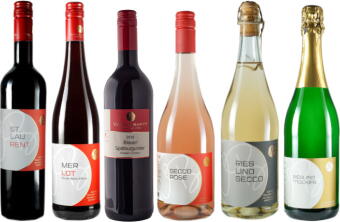 6er Weihnachtsprobierpaket trockener Rotwein, Sekt und Secco