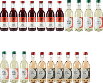 21 Fl. verschiedene Weine, Rot, Rosé, Weiß in 250ml Flaschen